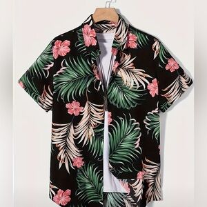 Men  Elegant Tropical Print Button up Shirt  Boutique Wear ~NEW~  Size L 8/10